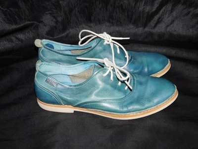 Pikolinos Talla 37 6.5 7 Azul Cuero Santorini Encaje Oxford Zapatos Planos Con Cordones Foto 1 de 4