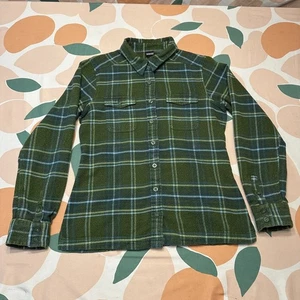 Camisa de franela Patagonia Fjord para mujer 6 verde a cuadros algodón orgánico abotonada - Imagen 1 de 10
