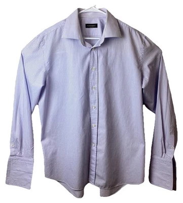 Camisa de vestir Canali para hombre lavanda a rayas 17 36/37 100 % algodón. Brazalete francés Foto 1 de 4