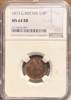 1873 Great Britain Farthing 1/4D NGC MS 64 RB - Image 1 of 4