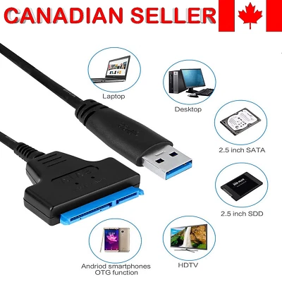 USB 3.0 to SATA Cable 22 Pin 15+7 2.5 SATA3 For Hard Drive Adapter SATA to USB - Bild 1 von 4