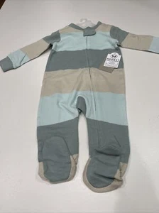 Honest Baby Clothing Blue And Tan Striped Footie Newborn - Picture 1 of 2