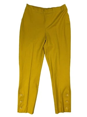 "As Is" Isaac Mizrahi Women Mustard 24/7 Stretch Ankle Pants w/Button Detail 2P Foto 1 de 4