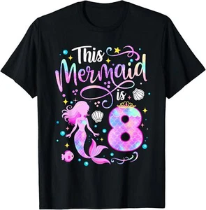This Mermaid Is 8 Cute 8th Birthday Girl 8 Years Old Kids T-Shirt Hoodie - Picture 1 of 11
