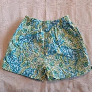 Lilly Pulitzer girls size 5 shorts White Label pull on zebra blue green white - Picture 1 of 4