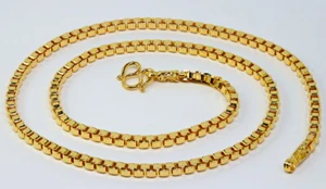 Elegante collar hecho a mano tailandés GP de oro de 24 quilates con eslabones de cadena de 20" 3,5 mm Baht GT56 - Imagen 1 de 5