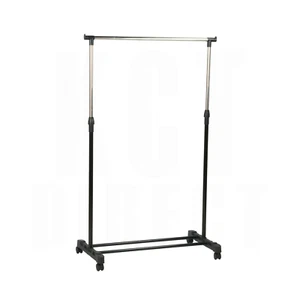 ADJUSTABLE CLOTHES RAIL PORTABLE GARMENT RACK HANGING DISPLAY STAND ON WHEELS - Picture 1 of 10