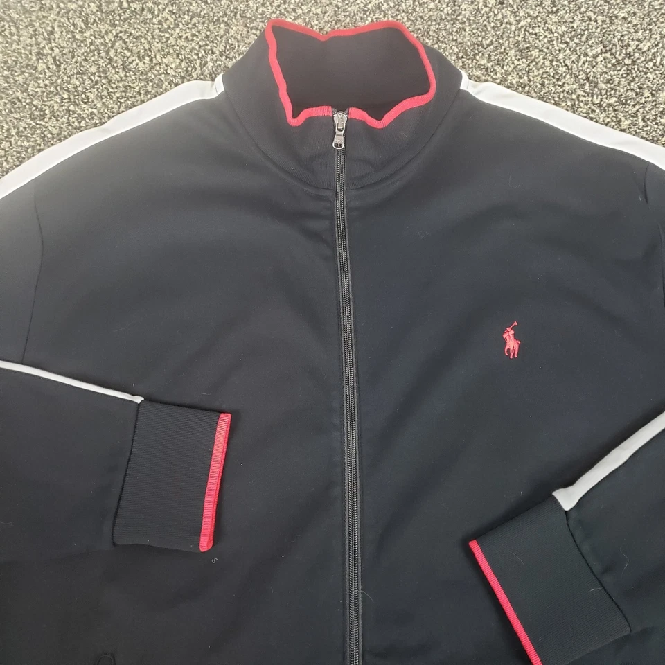 Polo Ralph Lauren Full Zip Track Jacket Mens XLT Tall Black Red White  - Image 1 of 4