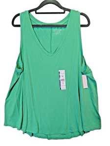 NWT TIME AND TRU Women XXXL 22 Green High Low Rayon Spandex Tank Shirt Classic - Picture 1 of 13