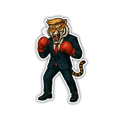 Pegatina Boxeo Tigre Trump 4 pulgadas calcomanía de vinilo impermeable exterior seguro Foto 1 de 2