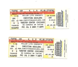 Christina Aguilera Unused Concert Tickets from July 2, 2004 - Picture 1 of 2