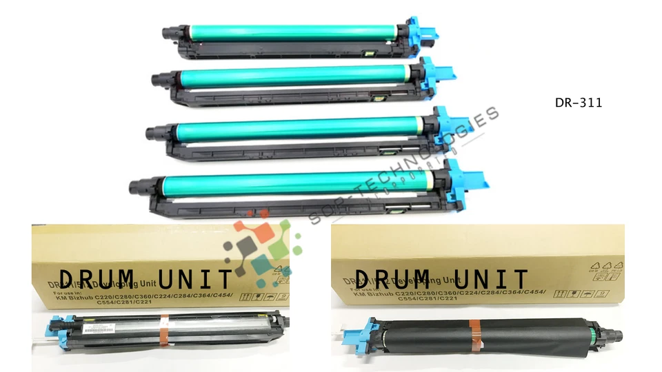 4 Pack Replacement DR-311 Drum unit for Bizhub C220, C280, C360 CMYK non-OEM - Image 1 of 1