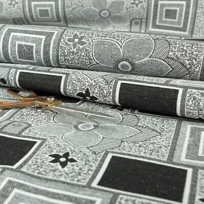 New Black White Grey Coloured Patchwork Pattern Upholstery Furnishing Fabric - Image 1 of 4