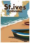 Reproduction Vintage St Ives   Cornwall Travel Poster Size A2