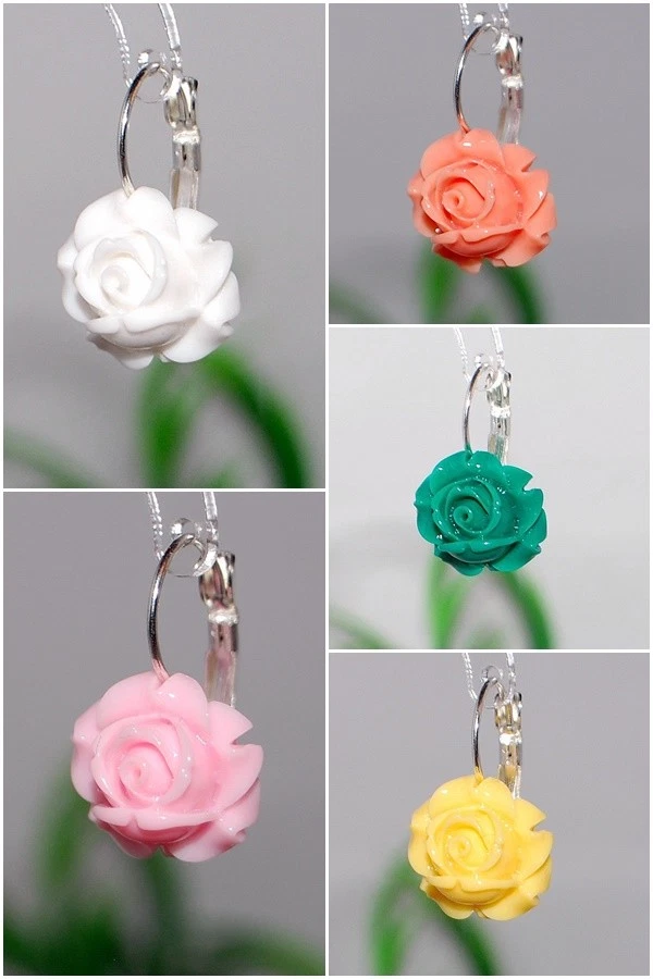 BLÜTEN Ohrringe +++ AUSWAHL +++ Ohrhänger Paar Blumen Cabochon Rose FARBEN - Bild 1 von 1