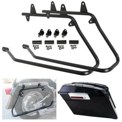 Hard Saddle Bags Bag With Black Conversion Brackets For Harley Davidson Softail - Изображение 1 из 4