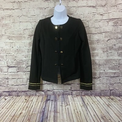 Libby Edelman Blazer Womens Size XS Black Button Gold Trim Long Sleeve Military - Image 1 of 4