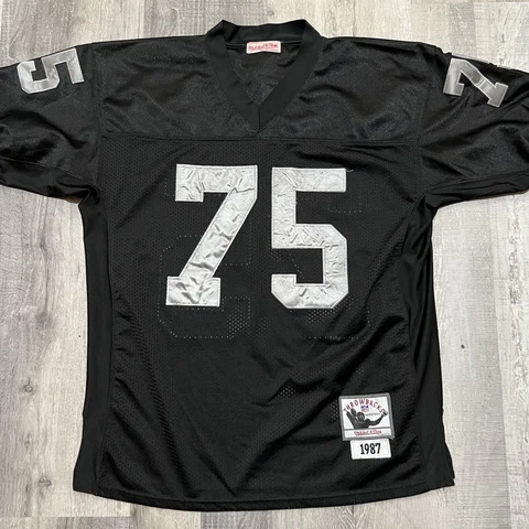 Mitchell & Ness 1987 NFL Oakland Raiders Howie Long #75 Throwback Jersey Black Cover