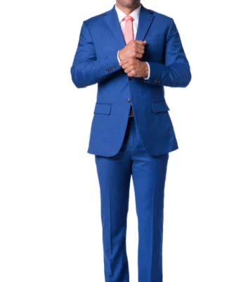 Traje Completo 2024 LINEA UOMO Azul Brillante Cuadros 56R Lana Elástica Grande Alto Foto 1 de 4