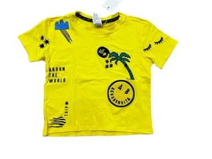 Agua Bendita Kids Dave Joo Patchwork T Shirt Yellow Smiley Face NWT - Picture 1 of 3
