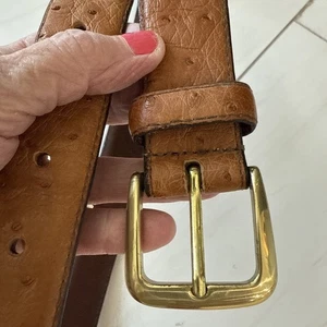 Herren Gr. 36 FootJoy exotischer authentischer echter Straußenbraun Gürtel - Bild 1 von 10
