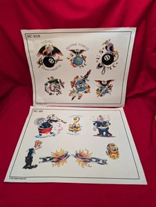 Set Of 2 Vintage 2002 Spaulding & Rodgers Tattoo Flash 11x14 Sheets NC-219 NC-89 - Picture 1 of 19