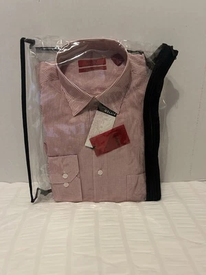 Alfani Men's Dress Shirt 15.5 34/35 Fitted Stretch Fabric Red Plaid Print - Image 1 of 4