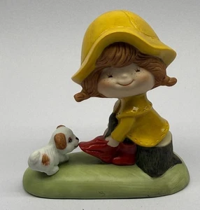 Hallmark Slickers 1983 ¡Tirón del amor! Figura de porcelana con cachorro de 3,5" - Imagen 1 de 5
