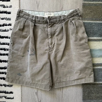 Pantalones Cortos Chinos De Colección J Crew Sol Desteñido Dolor Salpicado Envejecido Verde Talla 32 Foto 1 de 4