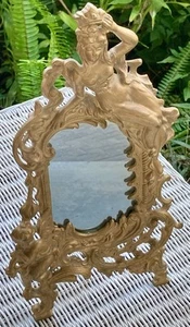 Gorgeous Antique Art Nouveau Cast Iron/Brass Vanity Mirror Frame Goddess Woman - Picture 1 of 11