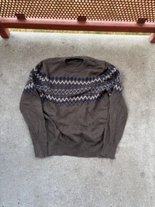 Rorie Whelan Knit Geometric Sweater Women’s Large Brown Navy Blue - Picture 1 of 6