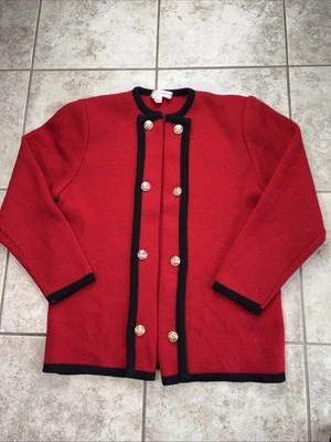 Cárdigan de lana Brooks Brothers vintage usado en excelente estado para mujer mediano, rojo -M Foto 1 de 4