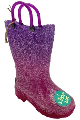Bota de lluvia Western Chief para niñas pequeñas brillante iluminada púrpura/rosa ombre Foto 1 de 3