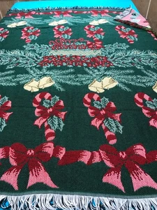 Vintage Mohawk USA Tapestry Throw Blanket Christmas 54"x48".......b8 - Picture 1 of 4