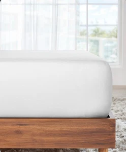 Sábana ajustable Queen suave 100 % algodón bolsillos profundos blanca - California Design Den - Imagen 1 de 6