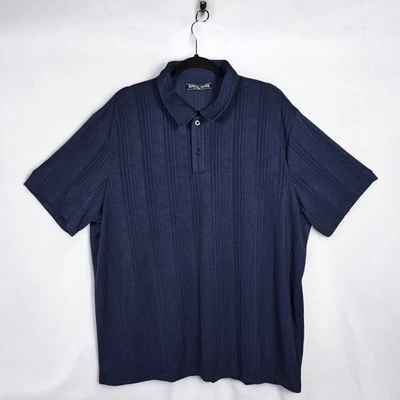 Camisa Polo PJ Paul Jones 2XL Para Hombres Azul Marino Rayas Texturizada Manga Corta Foto 1 de 4