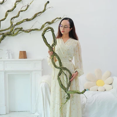 Enredaderas artificiales flexibles grandes de 118 pulgadas para colgar en la pared artesanía flor de cerezo Foto 1 de 4