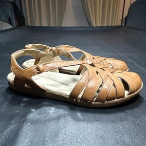 Bjorndal Brown Strappy Sandals Women's Size 8 soft Leather Fisherman - 800 - Picture 1 of 11