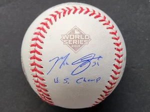 Max Scherzer "WS CHAMPS" Inscripción Firmada 2019 Serie Mundial Logo Béisbol JSA  - Imagen 1 de 5