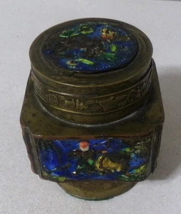 Antike chinesische Cloisonne Emaille Gewürz Tee Dose - Bild 1 von 10