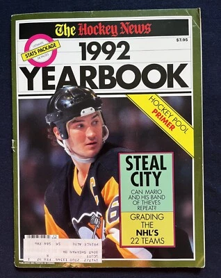 Anuario The Hockey News 1992, Lemieux, Gretzky, Roy, Jagr, Sakic, Modano, Kurri Foto 1 de 4