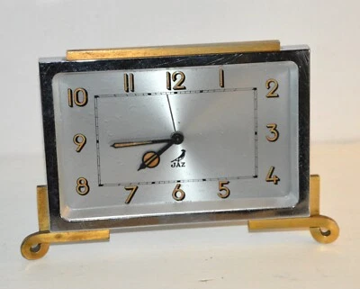 Ancien réveil pendulette horloge mécanique Art déco JAZ DERVIC Vintage 1950 - Photo 1/4