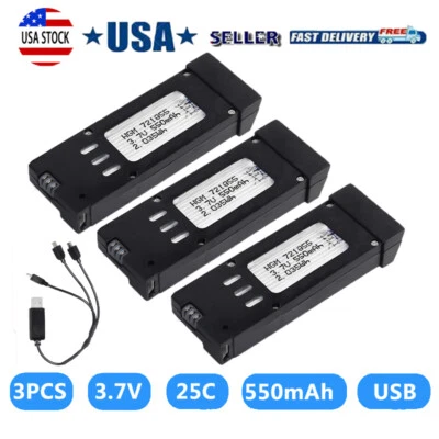 3Pack 500mAh 3.7V Lipo Battery for Eachine E58 L800 JY019 S168 Drone X Pro RC US - Image 1 of 4