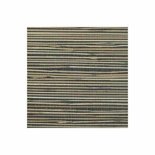 YORK Wallcoverings NZ0786 Grasscloth by River Grass Wallpaper Black Cream Beige Khaki Tan