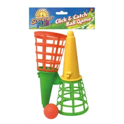 SUMMER FUN Click & Catch Ball Game Beach Garden Pop and Catch Outdoor Boy Girl Toy Set