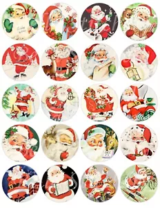 Set di 20 ADESIVI NATALIZI RETRÒ VINTAGE ANNI '50 2 POLLICI KITSCH - Basta tagliare e utilizzare! - Foto 1 di 1