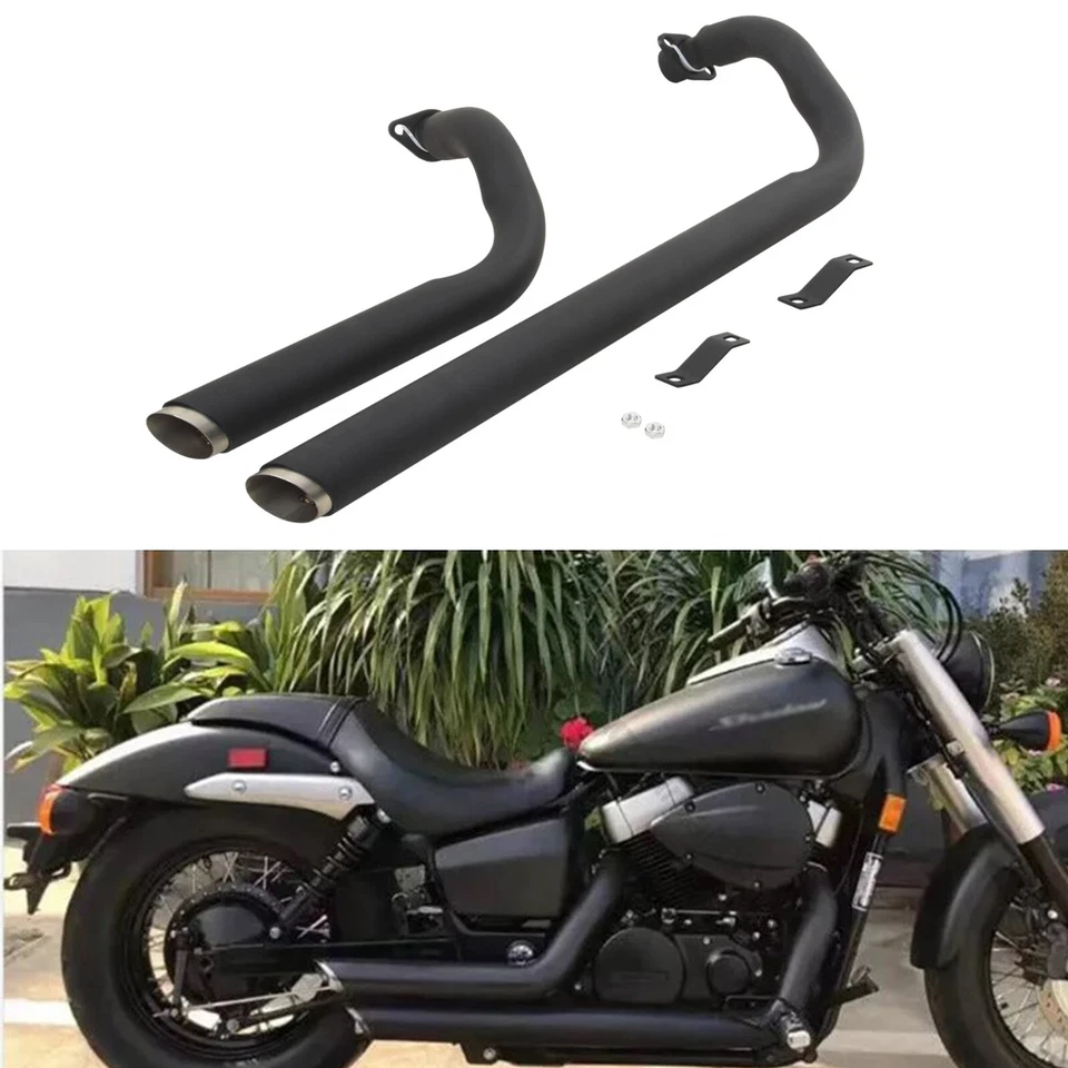 Whole Set For Honda Shadow ACE 750 VT750C 1997-2003 Exhaust Black Muffler Pipe Foto 1 de 4