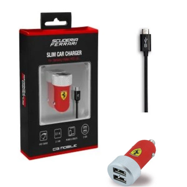 Ferrari Original Auto Ladekabel  Micro USB für Samsung Galaxy S6 S7 S7 Edge Rot - Bild 1 von 1