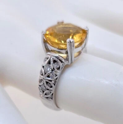 Anillo de compromiso Simon G de oro blanco de 18k con diamantes y citrino LP1582 RTL $3970 Foto 1 de 4