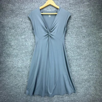 Patagonia Bandha Twist Front Dress Womens Medium Gray Stretchy Flowy Cap Sleeve - Image 1 of 4